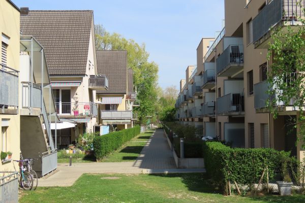 Residential buildings and a spring setting in the Zurich suburbs - Canton of ZA 1/4 rich (Zurich or Zuerich), Switzerland